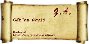 Güns Arvid névjegykártya